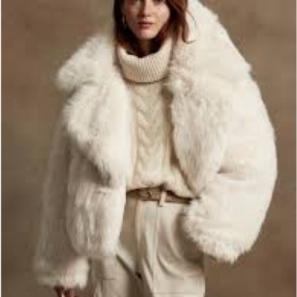 Reversible Faux Fur Down Jacket Banana Republic